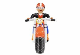 Opblaasbare Sarah op rode motor die extra groot is kopen