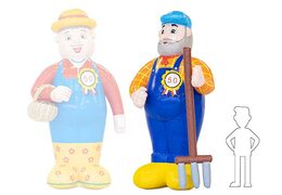 Opblaasbare Abraham pop boer met hark in zijn hand kopen als blikvanger 