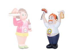 Opblaasbare abraham bourgondier met bier en een worst in zijn hand kopen