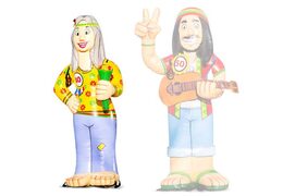 Opblaasbare hippie Sarah pop kopen als blikvanger voor verjaardagen