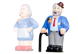 orginele abraham pop met stok en hoedje open als blikvanger voor bij verjaardagen