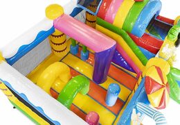 Opblaasbaar luchtkussen met glijbaan in summer party thema bestellen voor kinderen