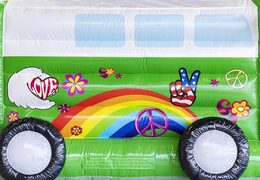Bestel opblaasbaar springkasteel standaard met dak in hippy thema groen voor kinderen