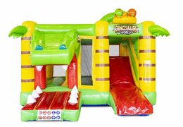 Compact opblaasbaar springkasteel met glijbaan in Dino thema kopen voor kinderen