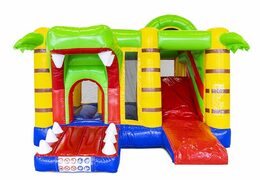 Opblaasbaar springkasteel met glijbaan in krokodillen thema te koop voor kinderen