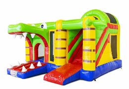 Opblaasbaar springkasteel met glijbaan in krokodillen thema bestellen voor kinderen