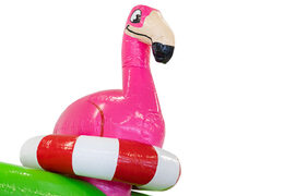 Gekleurde inflatable park in Flamingo thema kopen voor kinderen. Bestellen springkussens online bij JB Inflatables Nederland 