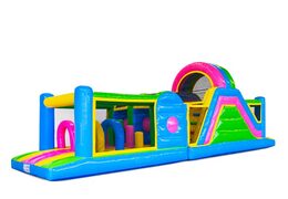 Koop 13 meter lange opblaasbare Happy Color stormbaan voor kinderen. Bestel springkussens met stormbanen nu online bij JB Inflatables Nederland