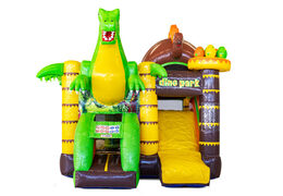 Overdekt opblaasbaar Mini Multiplay springkussen met glijbaan bestellen in thema Dino voor kinderen. Koop nu opblaasbare springkussens bij JB Inflatables Nederland
