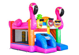 Opblaasbare Mini Multiplay springkussen in Flamingo thema te koop bij JB Inflatables. Bestel opblaasbare springkussens bij JB Inflatables Nederland