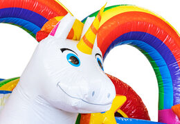 Koop opblaasbare Mini Multiplay springkasteel in thema Unicorn voor kinderen. Opblaasbare springkastelen te koop bij JB Inflatables Nederland