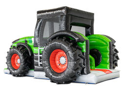 Opvallende springkasteel met bedrijfsgegevens op maat bestellen