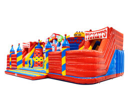 Zijkant Slideworld rollercoaster met reuzenrad en tickets