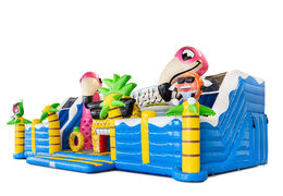 Zijkant blauw springkussen glijden online bestellen