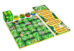 Kleurrijk spellenset achterkant van Softplay in Jungle Dino thema