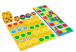 Kleurrijk spellenset achterkant van Softplay in Flamingo Hawaii thema