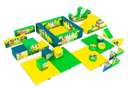 Softplay set XXL Jungle Dino thema kleurrijke blokken om mee te spelen