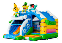 Slide combo Dubbelslide springkussen met twee glijbanen in Summer Party thema