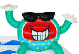 3D figuur op springkussen Dubbelslide lachende watermeloen met zwembroek thema Summer Party