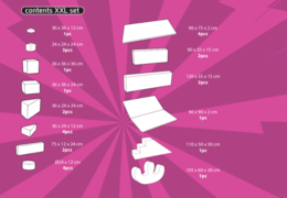 Inhoud van Softplay XXL set in Comic thema JB Inflatables in Meppel