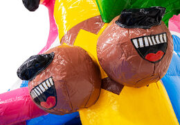 3D figuur op springkussen Dubbelslide lachende kokosnoten thema hawaii flamingo