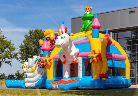 Opblaasbaar multiplay super springkasteel in unicorn stijl met heel veel kleuren kopen voor kinderen