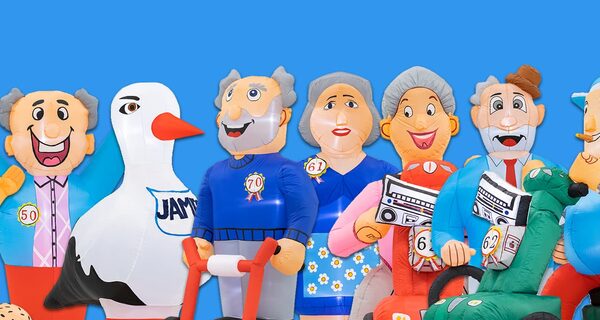 JB Inflatables; Leverancier van Sarah & Abraham poppen opblaasbaar. Standaard of maatwerk opblaasbare feestobjecten