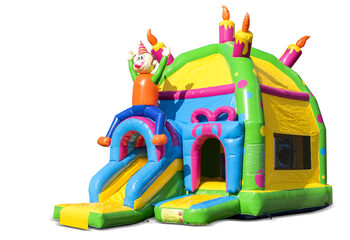 Koop opblaasbaar maxifun springkasteel met dak in feest thema voor kids bij JB Inflatables Nederland. Bestel springkastelen online bij JB Inflatables Nederland