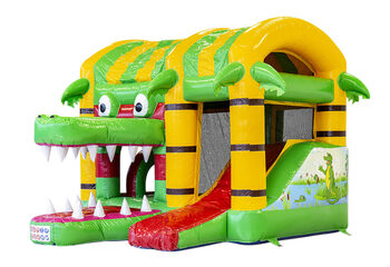 Mini opblaasbare multiplay springkasteel in krokodil thema te bestellen voor kinderen. Bestel opblaasbare springkastelen online at JB Inflatables Nederland