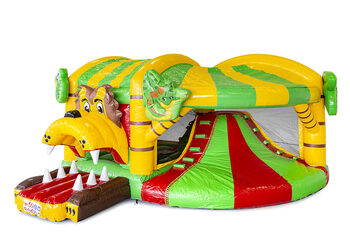 Bestel middelmatig opblaasbare multiplay springkasteel in jungle thema met glijbaan voor kinderen. Koop opblaasbare springkastelen online bij JB Inflatables Nederland