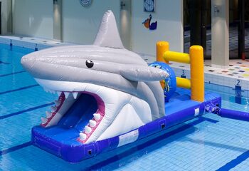 Opblaasbare waterstormbaan huren in haai thema voor kinderen