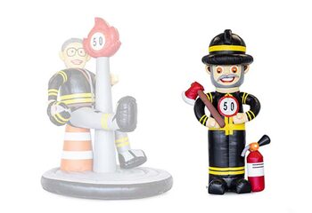 Opblaasbare Abraham brandweer op met bijl in zijn hand en brandblusser kopen