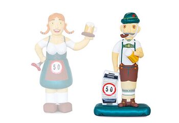 Abraham pop oktoberfeest met lederhosen en bier in zijn hand 