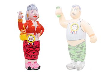 Opblaasbare Sarah pop ordinair met sigaret in de hand kopen als blikvanger voor verjaardagen