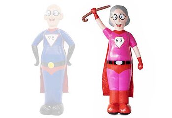 Opblaasbare sarah supervrouw pop in het roze met rode keep verkopen