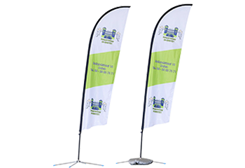Beachfvlaggen met bedrukking kopen als blikvanger bij Jb promotions