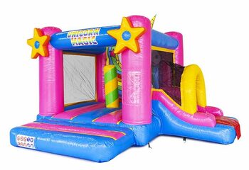 klein opblaasbaar springkasteel met glijbaan in unicorn thema bestellen