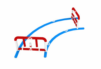 Opblaasbaar luchtdicht sup parcours obstakel bocht met 2 hindernissen kopen