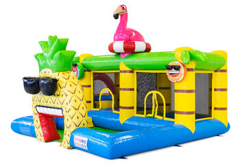Opblaasbaar springkussen in Flamingo thema kopen voor kinderen. Bestel springkussens online bij JB Inflatables Nederland 