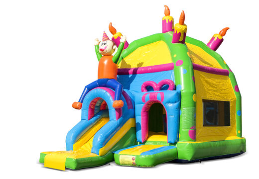 Koop opblaasbaar maxifun springkasteel met dak in feest thema voor kids bij JB Inflatables Nederland. Bestel springkastelen online bij JB Inflatables Nederland