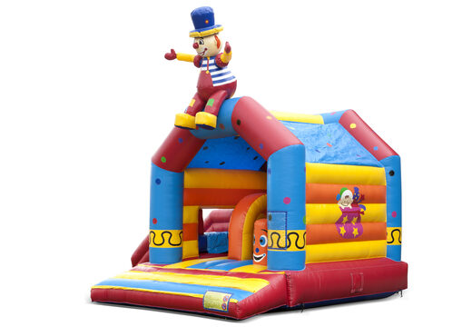 Bestel voor kids een opblaasbaar multifun luchtkussen met dak en een 3D clown object bij JB Inflatables Nederland. Koop luchtkussens online bij JB Inflatables Nederland