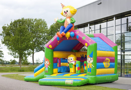 Bestel voor kids een opblaasbaar multifun springkasteel met dak in party met 3D object aan de bovenkant bij JB Inflatables Nederland. Koop springkastelen online bij JB Inflatables Nederland