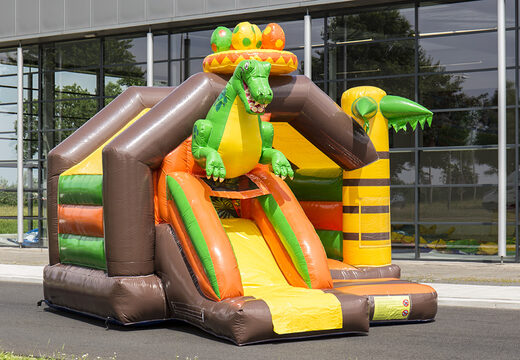 Koop opblaasbare slide combo springkasteel met glijbaan in dinosaurus thema voor kinderen. Bestel springkastelen bij JB Inflatables Nederland