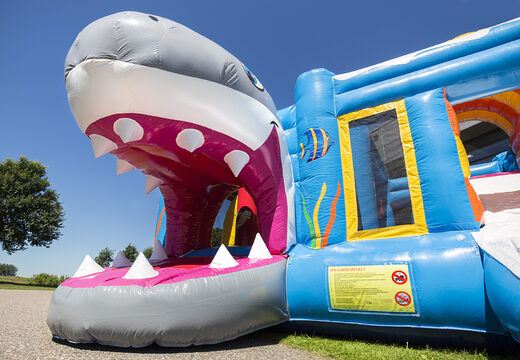 Bestel medium opblaasbare haai springkasteel met glijbaan voor kinderen. Koop opblaasbare springkastelen online at JB Inflatables Nederland 