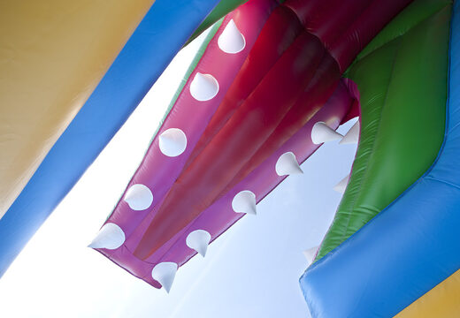 Bestel opblaasbare multifunctionele glijbaan in thema krokodil met een plonsbad, indrukwekkend 3D object, frisse kleuren en de 3D obstakels voor kids. Koop opblaasbare glijbanen nu online bij JB Inflatables Nederland