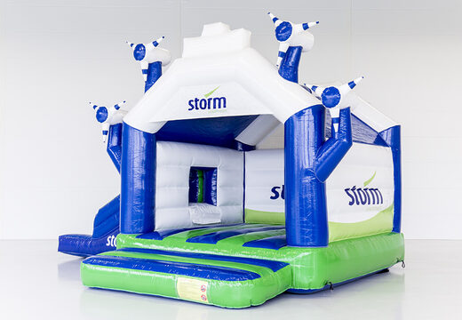 Gepersonaliseerde Storm - Multifun Windmolen springkastelen met glijbaan laten maken bij JB Promotions Nederland. Promotionele springkastelen in alle soorten en maten razendsnel gemaakt
