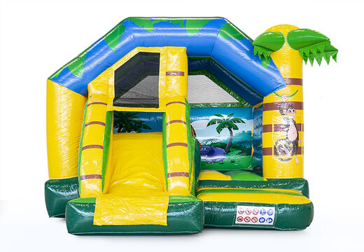 Bestel opblaasbare slide combo jungle springkasteel voor kinderen bij JB Inflatables Nederland. Koop nu opblaasbare springkastelen met glijbaan 