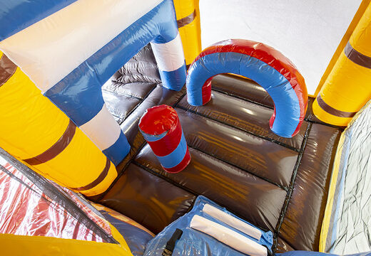 Koop mini opblaasbare multiplay springkussen in piraat thema met glijbaan voor kinderen. Bestel opblaasbare springkussens online bij JB Inflatables Nederland