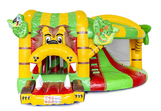 Multiplay jungle springkussen met een glijbaan en met binnenin 3D objecten  bestellen voor kids. Koop opblaasbare springkussens online bij JB Inflatables Nederland