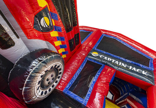 Koop online opblaasbare Captian Jack Multiplay Brandweer overdekt springkussen op maat bij JB Promotions Nederland. Vraag nu gratis ontwerp aan voor opblaasbare luchtkussens in eigen huisstijl